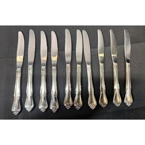 10 - Oneida Arbor Rose / True Rose Stainless Steel Hollow Handle Dinner Knives